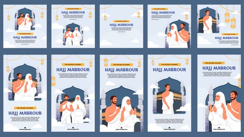 Animated Hajj Pilgrimage Instagram Feed and Story Graphics