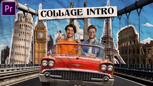 Retro Paper Collage Style Intro MOGRT