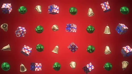 Festive Christmas Bells and Gift Boxes Seamless Loop