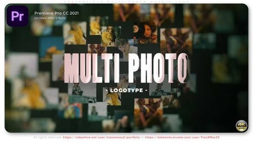 Dynamic Photo Grid Mosaic Logo Reveal Intro