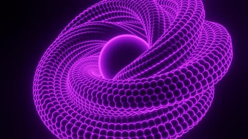 Abstract futuristic swirling neon spiral on a back background