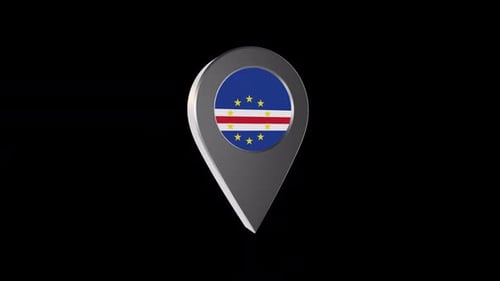 Rotating 3D Cape Verde Flag Location Pin Animation