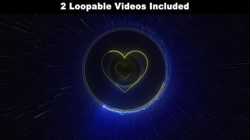 Neon Heart and Circle Tunnel Abstract Animation Loop