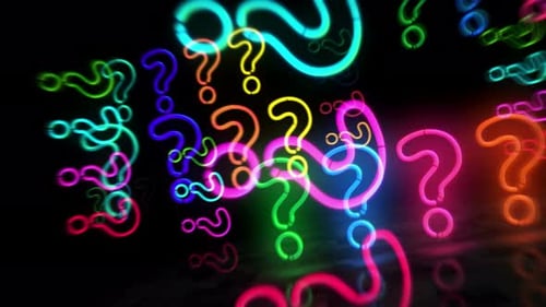 Abstract Neon Question Marks Moving Background