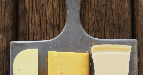 Assorted Slices of Cheese Overhead Close Up