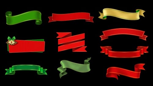 Christmas Holiday Ribbon Banners and Lower Thirds Animation Pack