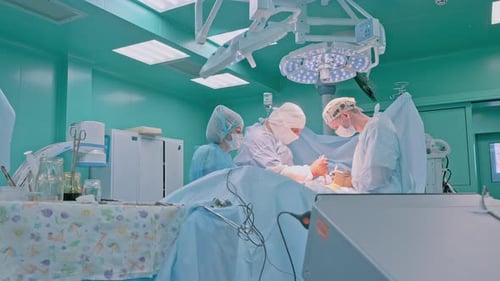 Surgical Team Performing Operation in Hospital Operating Room