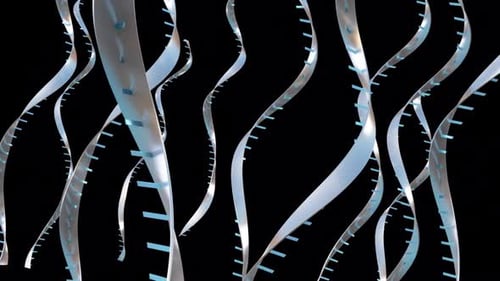 Animated Abstract DNA Ribbons with Digital Data Segments