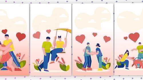 Animated Vertical Social Media Stories with Flat Illustrations