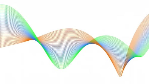 Blue Green Brown Shape Line Wave Animated On White Background