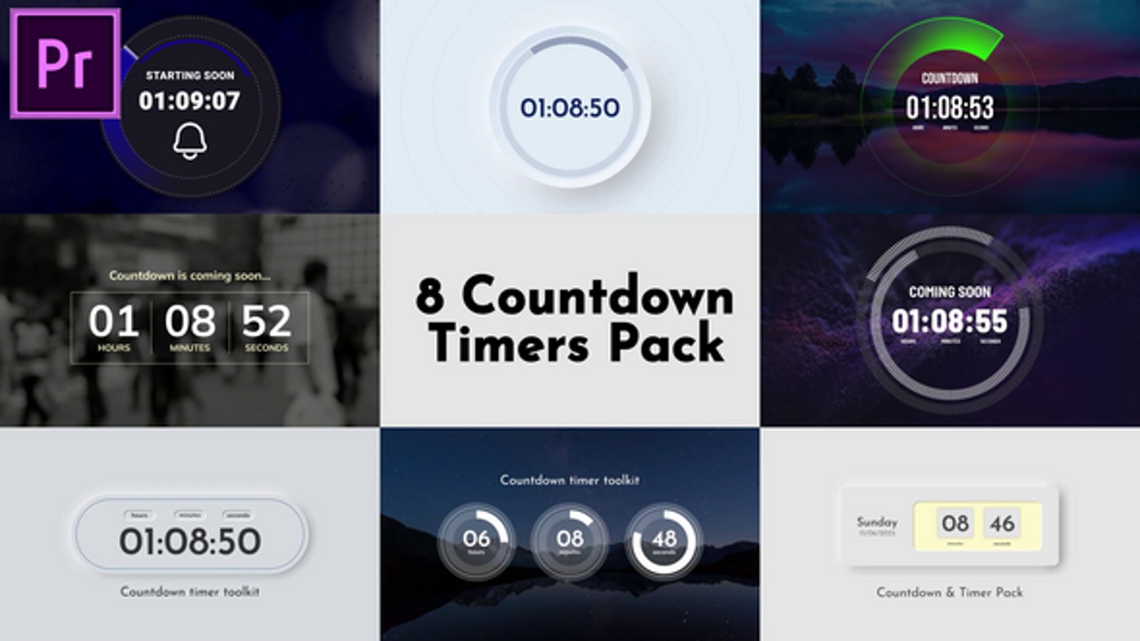 Modern Digital Countdown Timer Pack for Live Streams and Events, Video ...