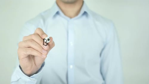 Man Writes Best Solution on Transparent Surface