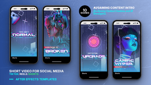 AI Gaming Vertical Video Intro with Dynamic Glitch Effects