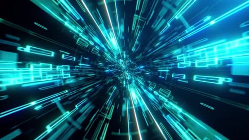 Futuristic Digital Tunnel Light Speed Background Loop