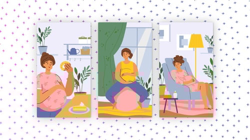 Animated Pregnancy Illustrations for Vertical Social Media Stories