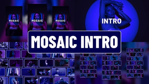 Dynamic Mosaic Grid Intro with Neon Frames