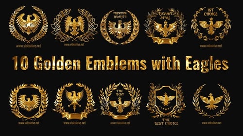 10 Golden Emblems with Eagles