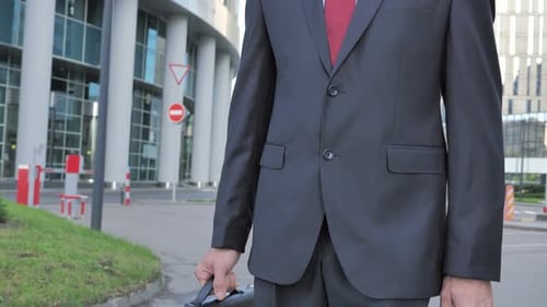 Walking Serious Businessman Going to Office