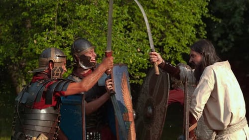Battle between Romans and Dacians,ultra slow motion