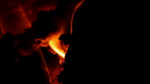 Close Up of Fiery Abstract Flames Burning