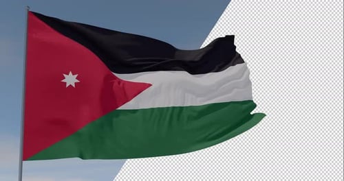 Realistic Waving Flag of Jordan with Alpha Channel