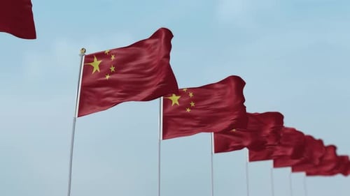Rangée de drapeaux chinois