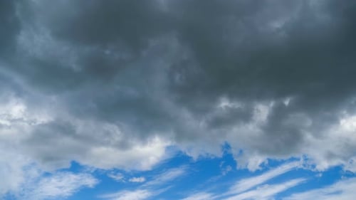 Time Lapse of Ominous Clouds Passing Over Blue Sky