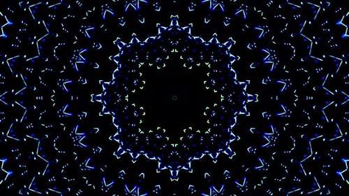 Abstract Blue Glowing Kaleidoscope Geometric Background Loop
