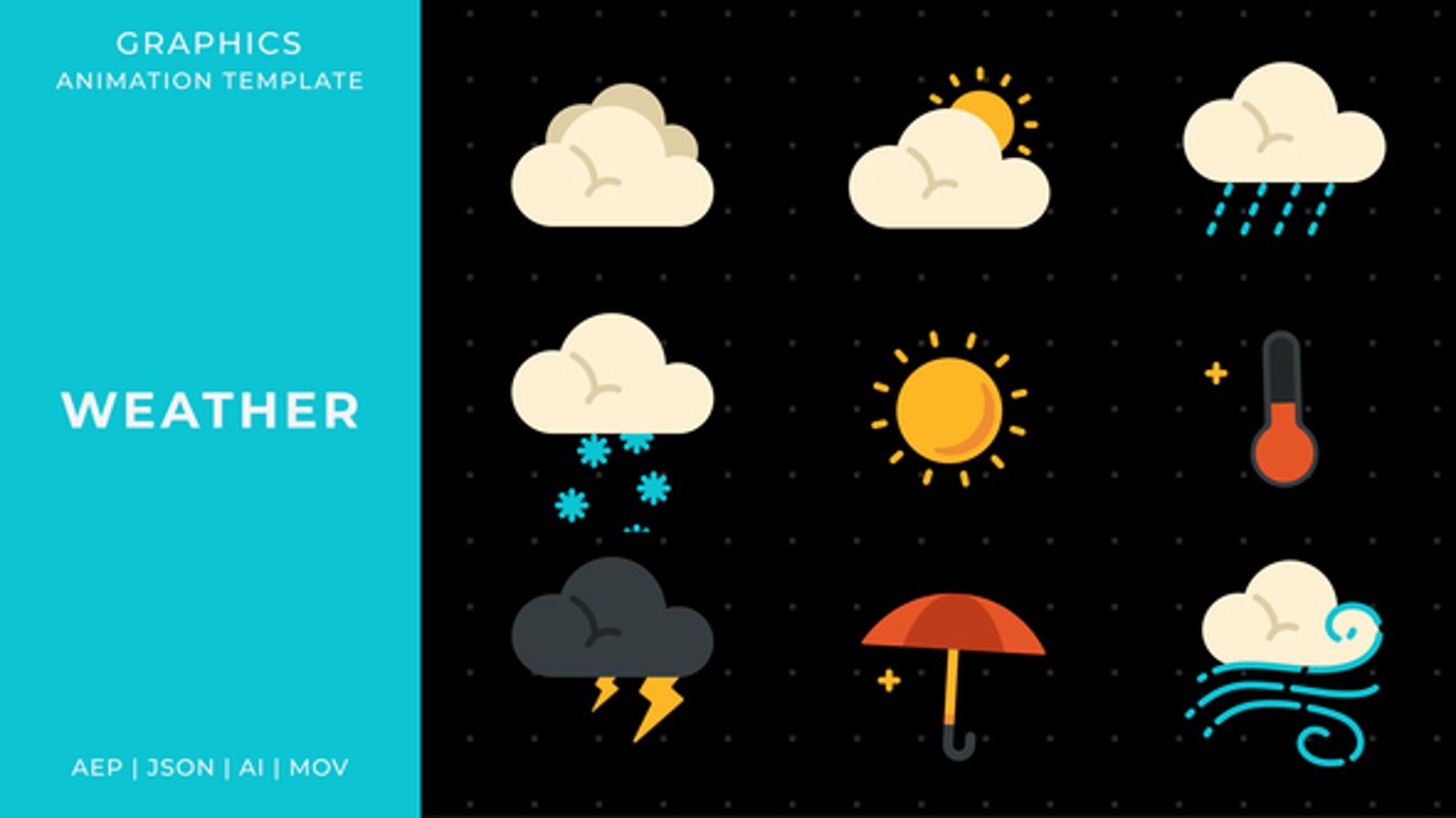 Flat Design Animated Weather Icons Pack, Elements ft. animated weather ...