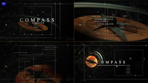 Futuristic Cinematic Titles with Animated Compass Design
