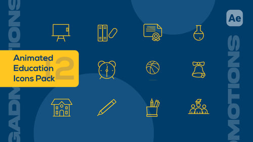 Animated Line-Stroke Education Icons Pack for Back to School