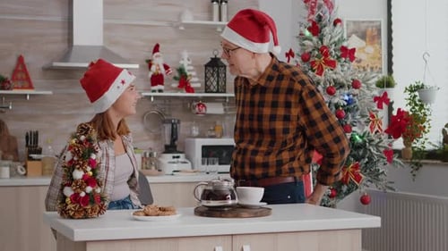Christmas Gift Exchange in a Cozy Kitchen