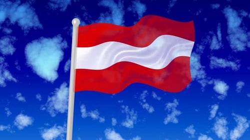 Realistic Waving Austrian Flag Against Blue Sky