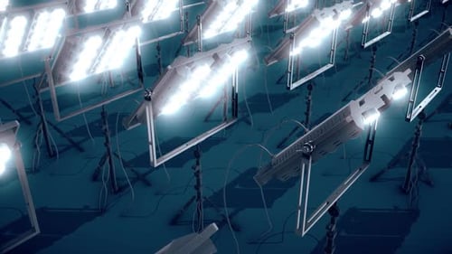 A Lot Of Studio Lights With Stand In A Row Hd
