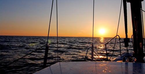 Sunset And Yacht