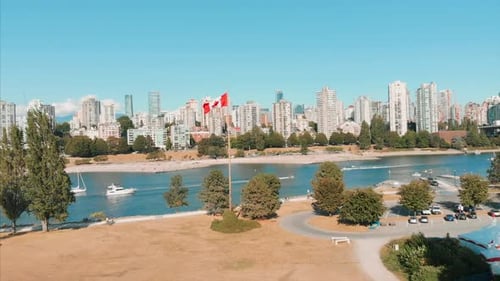 vancouver flag, downtown vancouver, kitsilano, canada, bc