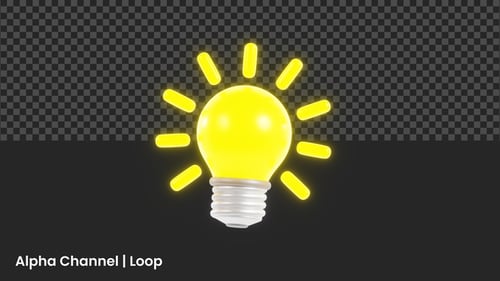 Animação de ideia de lâmpada 3D | Alpha Loop
