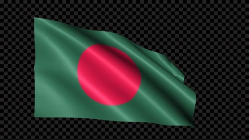 Realistic Bangladesh Flag Waving Loop with Transparent Background