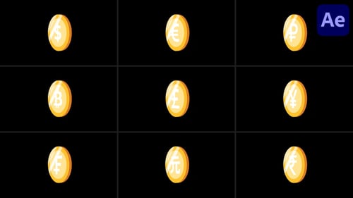 Animated Currency Coin Symbols for After Effects
