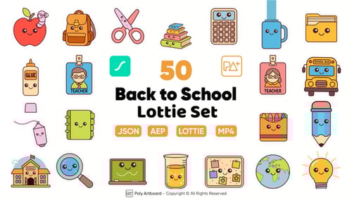 Back to School Lottie Icon Set