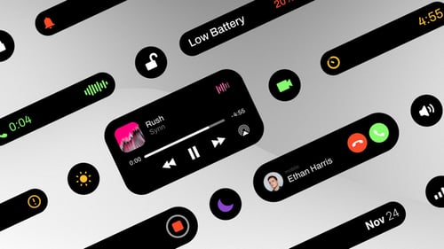Dynamic Island Style Mobile UI Notifications & Widgets