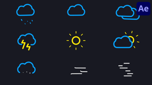 Animated Flat Design Weather Forecast Icons