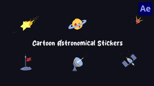 Cartoon Astronomical Stickers for After Effects