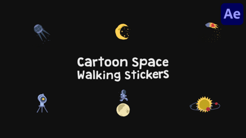 Cartoon Space Walking Stickers for After Effects