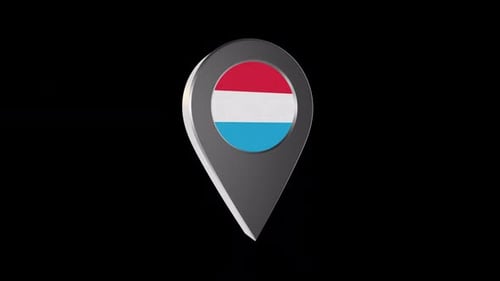 Luxembourg Flag 3D Map Pin Location Pointer Animation