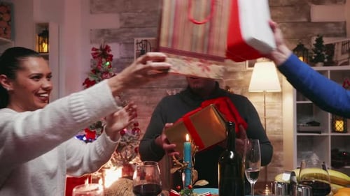 Family Christmas Celebration with Gift Exchange