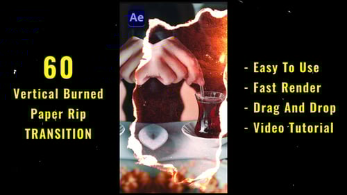 Vertical Burned Paper Rip Transition Pack