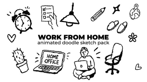 Work From Home - Animated Doodle Sketch Pack