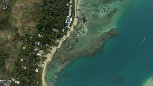 Aerial Bird Eye View of Coast with Sand Beach and Transparent Water of Indian Ocean, Mauriticus
