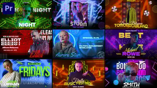 Vibrant Neon Freeze Frame Music Festival Promotion